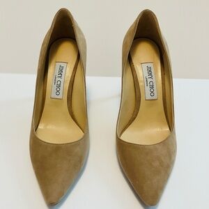 Jimmy Choo Romy Suede Nude Pumps